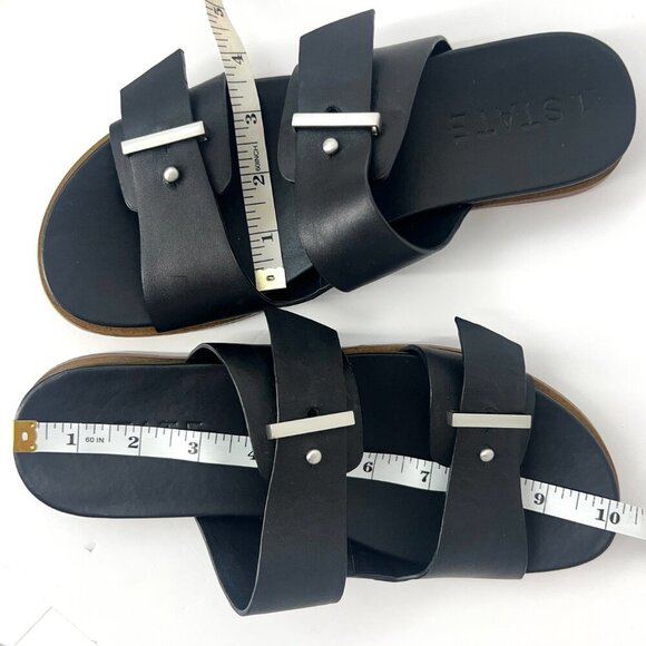 Sz 8.5 - 1.State Women's Ocel Black Leather Dual Buckle Strap Slip On Sandal - Picture 10 of 10